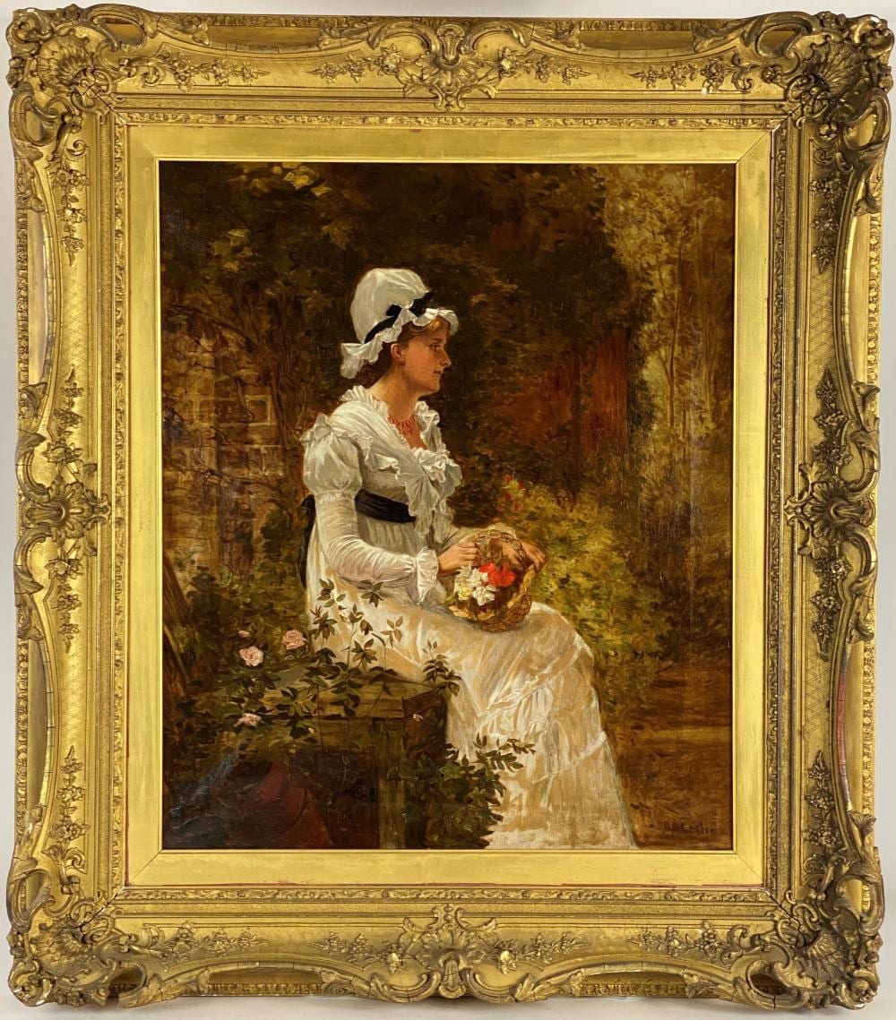 George Dunlop Leslie comparable auction result: george dunlop leslie english 1835 1921 girl with flowers