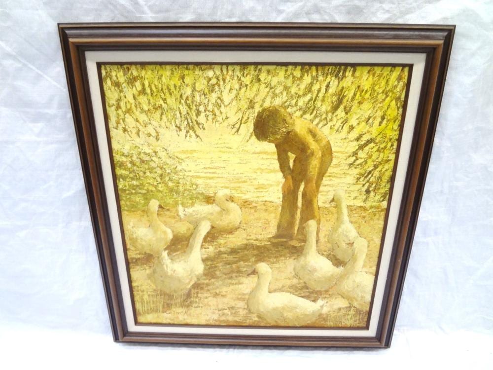 Helen Rayburn Caswell comparable auction result: helen rayburn caswell california 1923 oil painting boy and geese