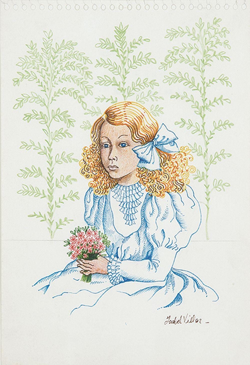 Isabel Villar comparable auction result: isabel villar girl with bouquet of flowers
