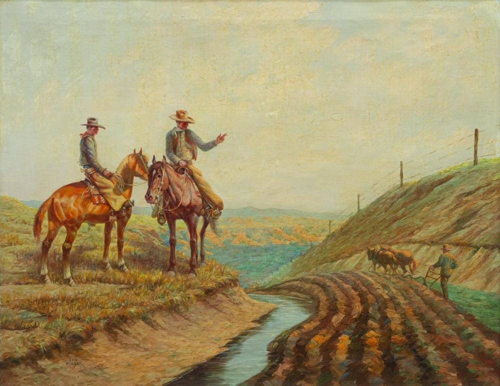 dan muller montana 1889 1977 nesters fence · Austin Auction Gallery · 2020-02-15 Dan Muller comparable auction result: dan muller montana 1889 1977 nesters fence