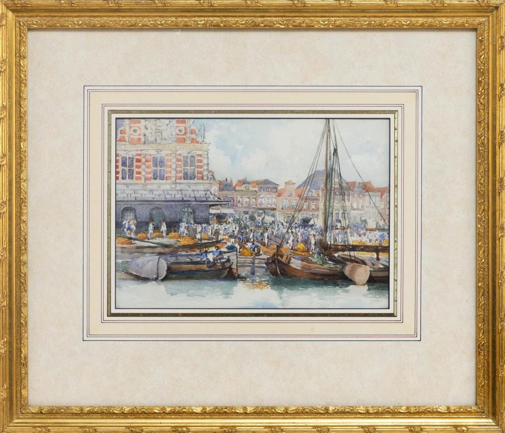 frances e nesbitt united kingdom 1864 1934 the cheese market watercolor on paper 9 x 13 25 framed 21 x 25 · Eldred's · 2020-02-20 Frances E. Nesbitt comparable auction result: frances e nesbitt united kingdom 1864 1934 the cheese market watercolor on paper 9 x 13 25 framed 21 x 25