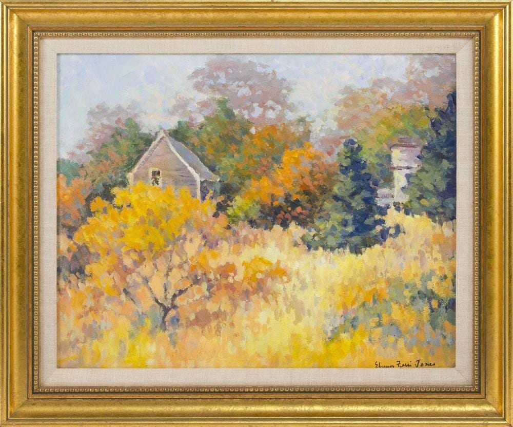 Eleanor Ferri Jones comparable auction result: eleanor ferri jones massachusetts 1930 2008 old shed acrylic on masonite 16 x 20 framed 21 x 25