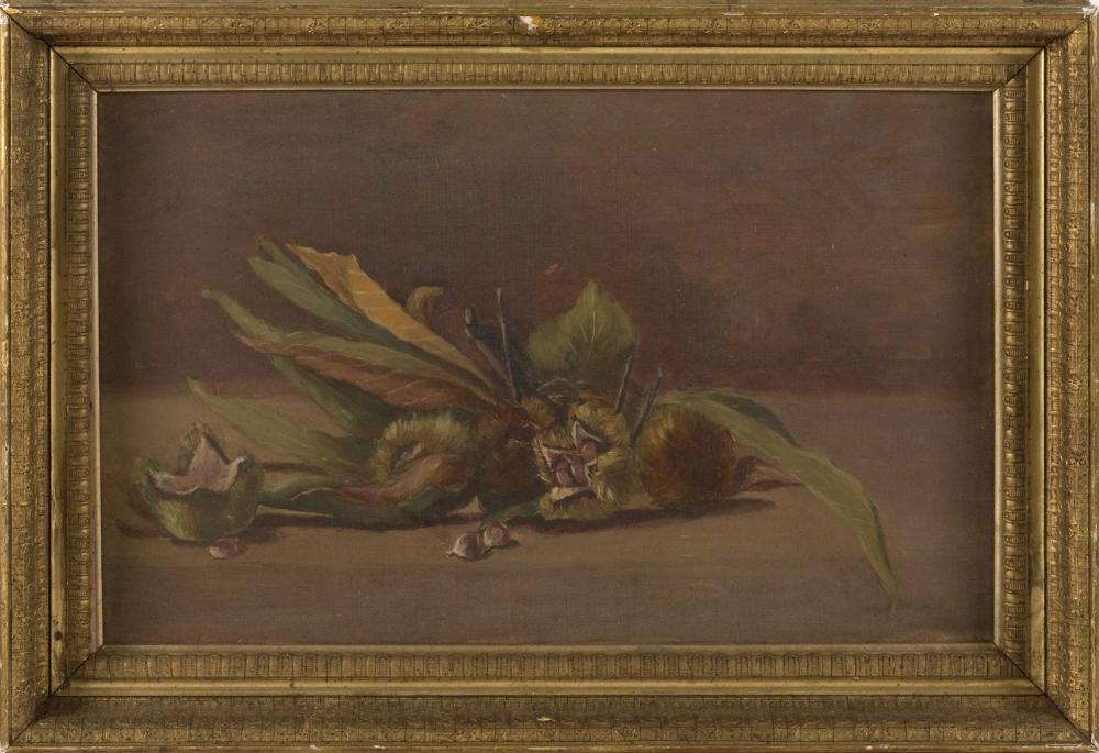 Darius Cobb comparable auction result: darius cobb massachusetts 1834 1919 still life of chestnuts oil on canvas 14 x 22 framed 18 x 26