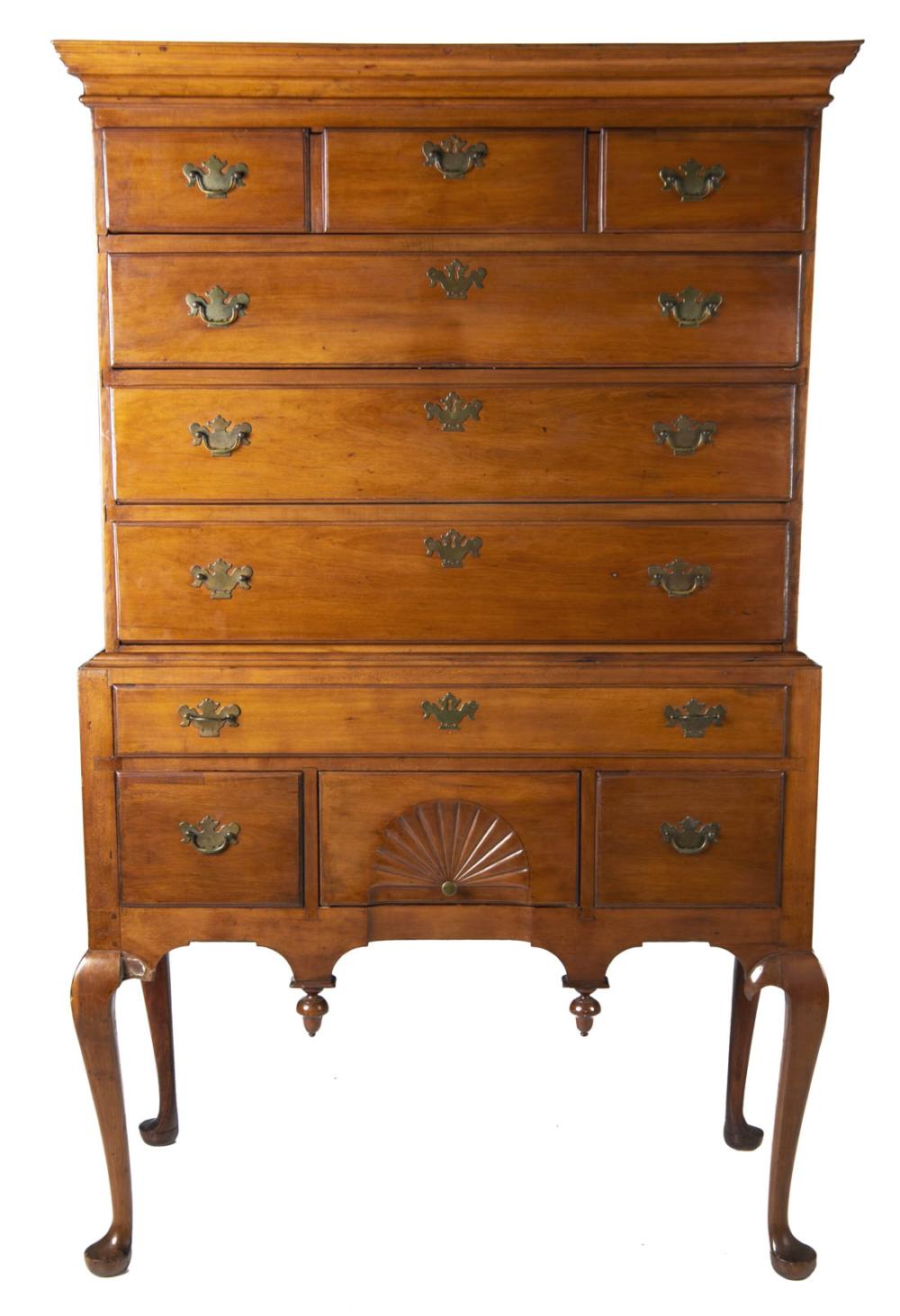 Queen Anne Flat Top Highboy sold by Cordier Auctions & Appraisals, lot 302 — auction record photograph