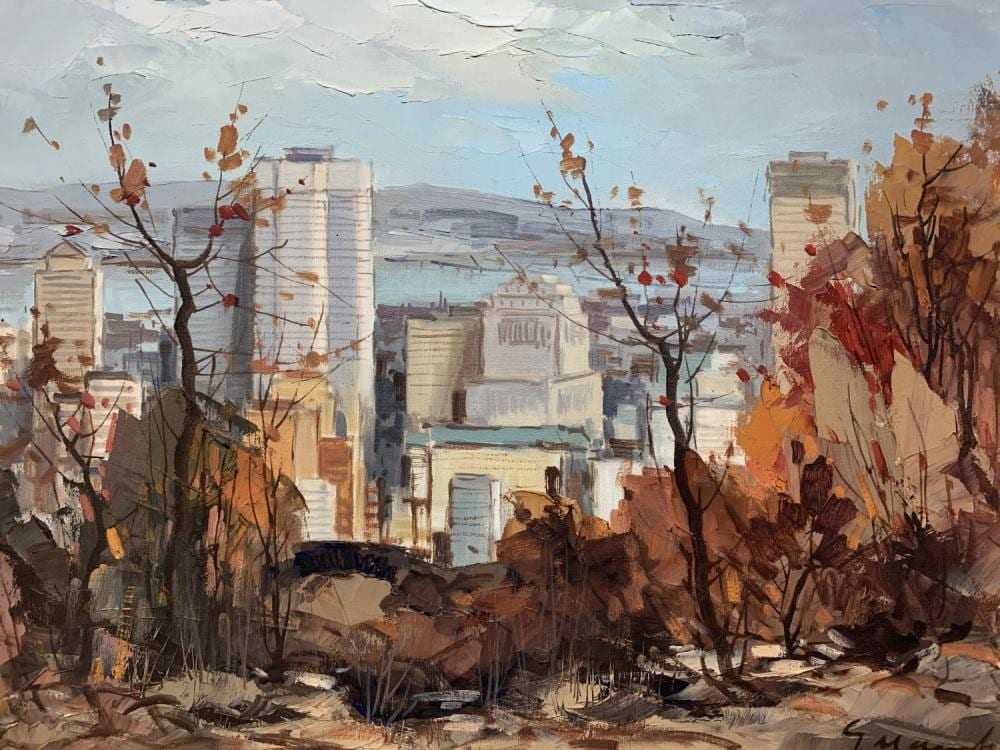 Geza Marich comparable auction result: geza marich oil on canvas montreal skyline