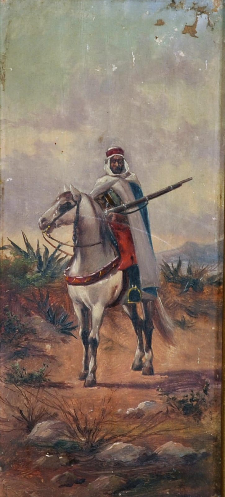 Emile Marin comparable auction result: emile marin 1876 1940 french arabian soldier on horseback oil on panel 10 5 x 4 5 and the companion piece a pair 2