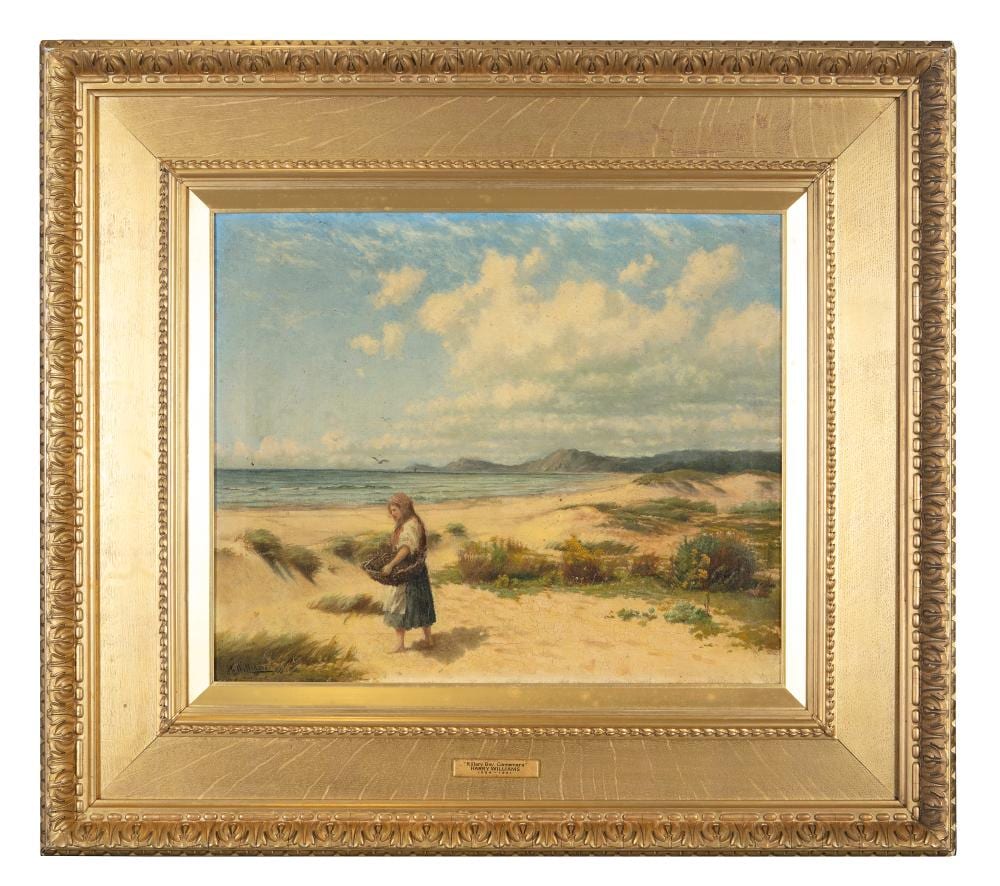 Harry Williams comparable auction result: harry williams fl 1854 1901 a woman carrying a creel on beach killary bay connemara oil on canvas 51 x 61cm signed