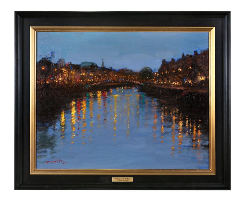 John Mackie comparable auction result: john mackie b 1953 the ha penny bridge oil on canvas 61 x 76cm signed