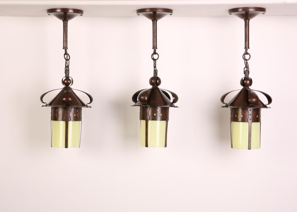 Michael Adams comparable auction result: michael adams three copper pendant lanterns