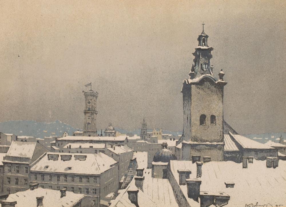 Odo Dobrowolski comparable auction result: odo dobrowolski 1883 1917 the view of lviv the lviv portfolio 1915