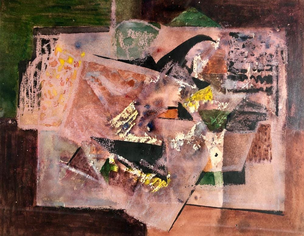 John Weeks comparable auction result: john weeks abstract tempera on board