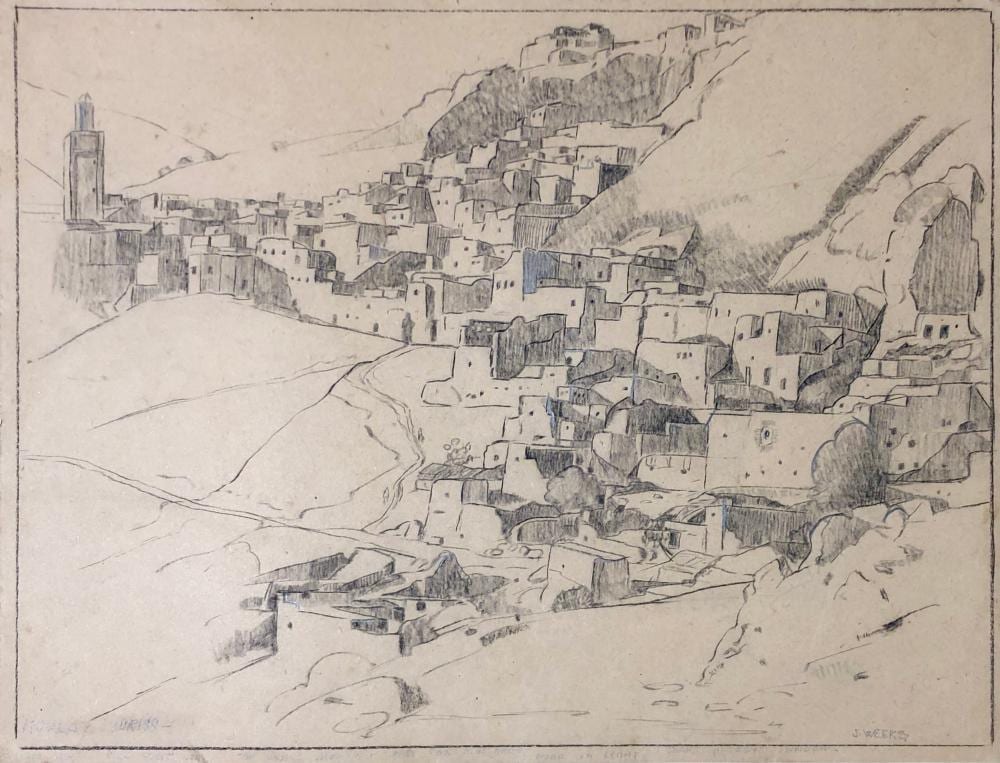 John Weeks comparable auction result: john weeks moulay idriss charcoal on paper