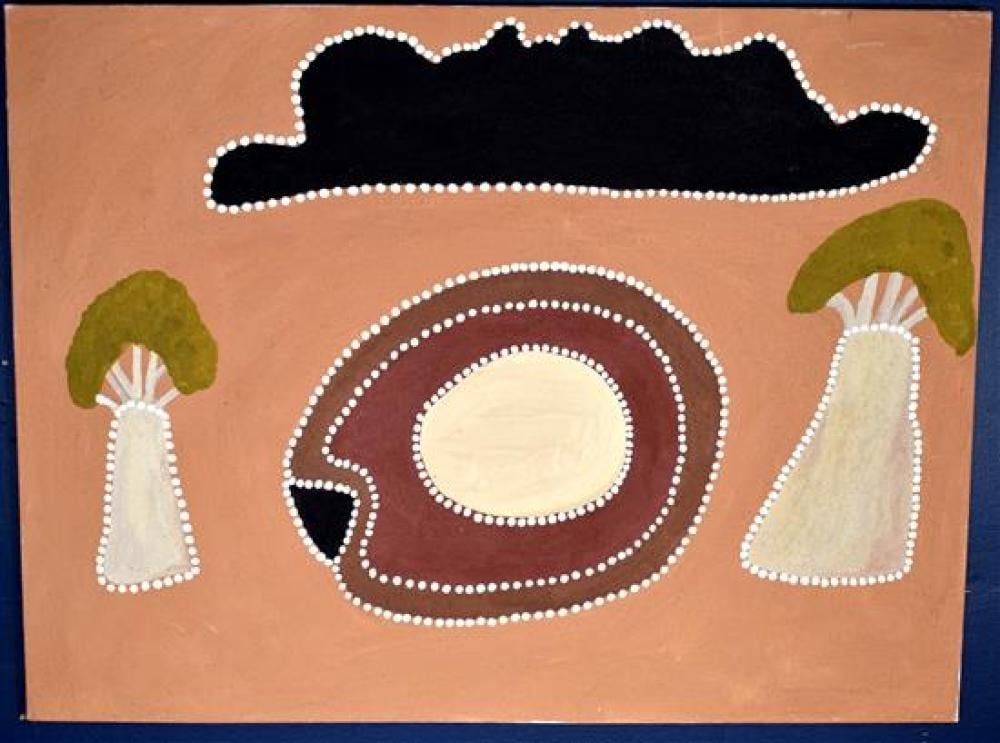 mabel juli b c 1931 karlorin springvale sation natural ochre pigments on canvas · Theodore Bruce Auctioneers & Valuers · 2020-03-09 Mabel Juli comparable auction result: mabel juli b c 1931 karlorin springvale sation natural ochre pigments on canvas