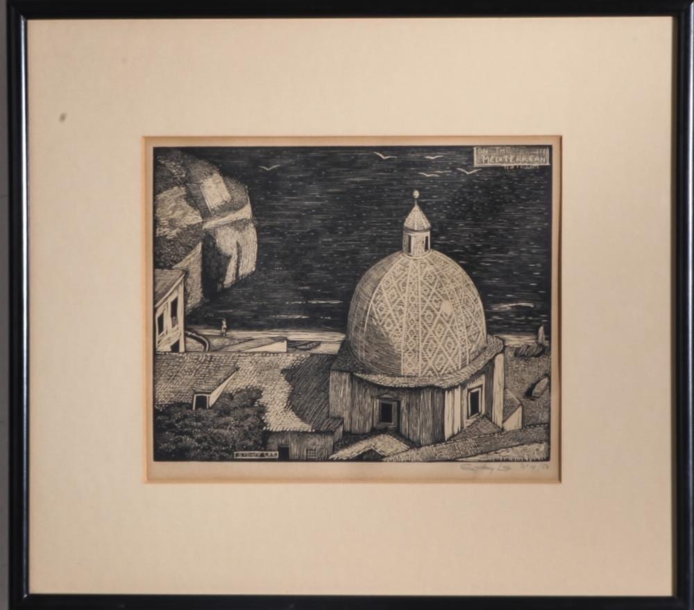 Sydney Lee comparable auction result: sydney lee on the meditteranean woodcut on paper
