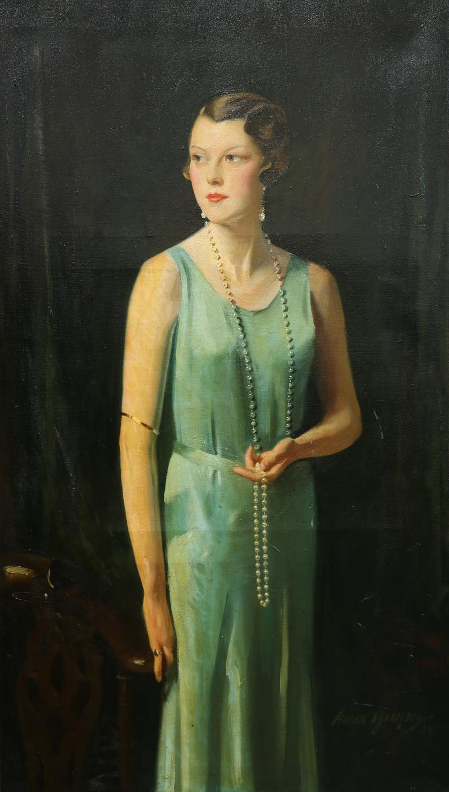 Cowan Dobson comparable auction result: david cowan dobson 1894 1980 portrait of a lady wearing a long pearl nec