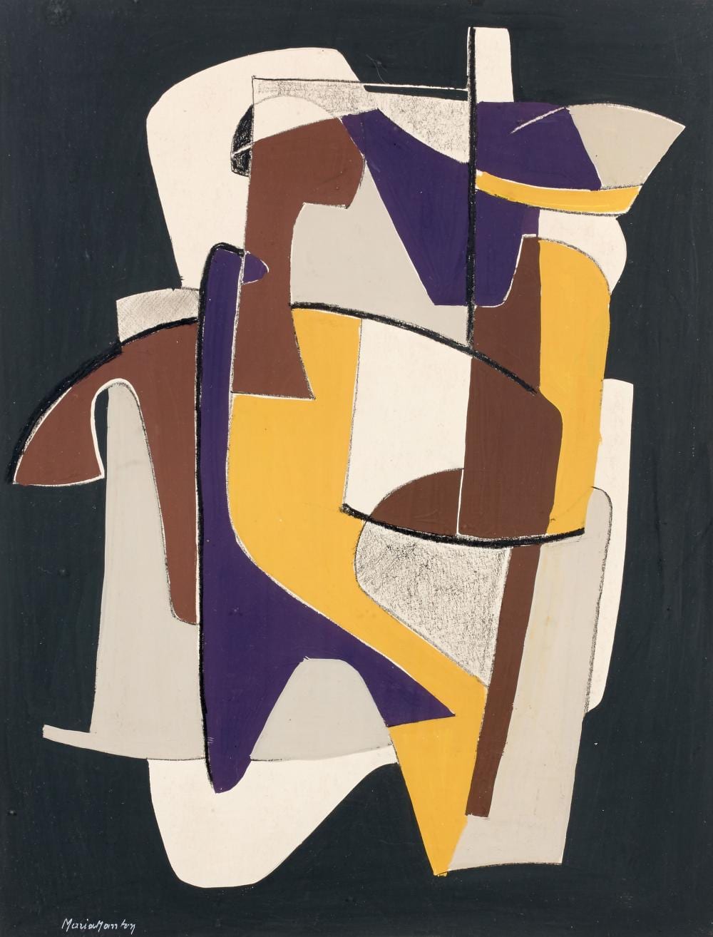 Maria Manton comparable auction result: maria manton 1910 2003 le porteur 1950 gouache et crayon gras sur papier