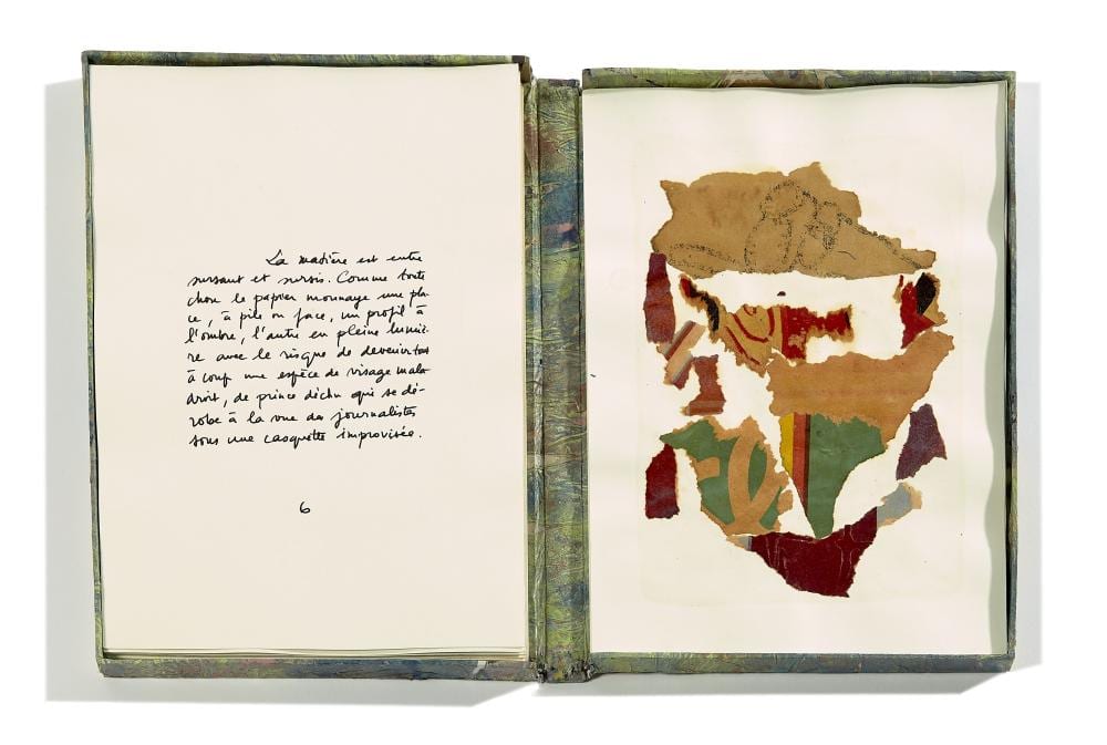 André-Pierre Arnal comparable auction result: andr pierre arnal n en 1939 friche soyeuse 1994 96 7 collages et 7 textes manuscrits sur papier dans un embo tage cartonn