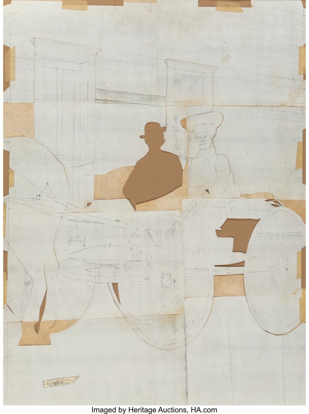 velox benjamin ward american 1901 1994 couple in carriage cut out maquette p · Heritage Auctions · 2020-03-12 Velox Ward comparable auction result: velox benjamin ward american 1901 1994 couple in carriage cut out maquette p