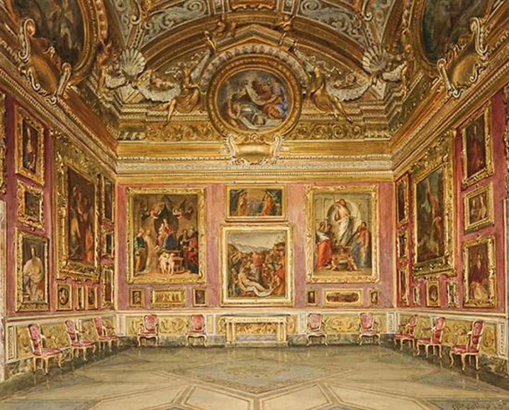 domenico caligo italian fl 1862 1880 saturn room pitti palace florence signed watercolor on paper 18 x 14 inches · Weschler's · 2020-03-13 Domenico Caligo comparable auction result: domenico caligo italian fl 1862 1880 saturn room pitti palace florence signed watercolor on paper 18 x 14 inches