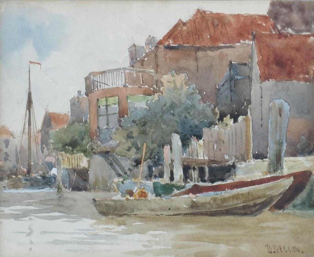 David Gould Green comparable auction result: david gould green 1854 1918 riverside barges w