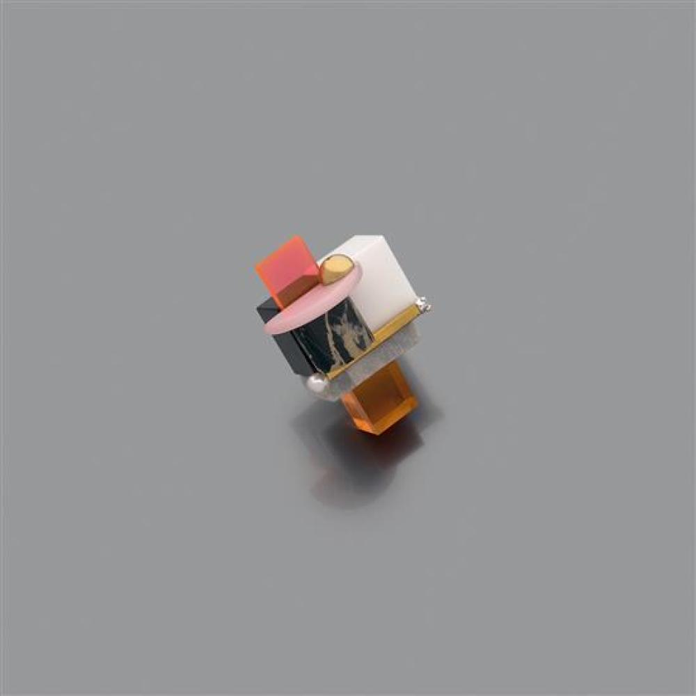 Antonio Cagianelli comparable auction result: antonio cagianelli n en 1968 bague costruzioni plexi transparent plexi color et marbre noir vein et gris pi ce unique