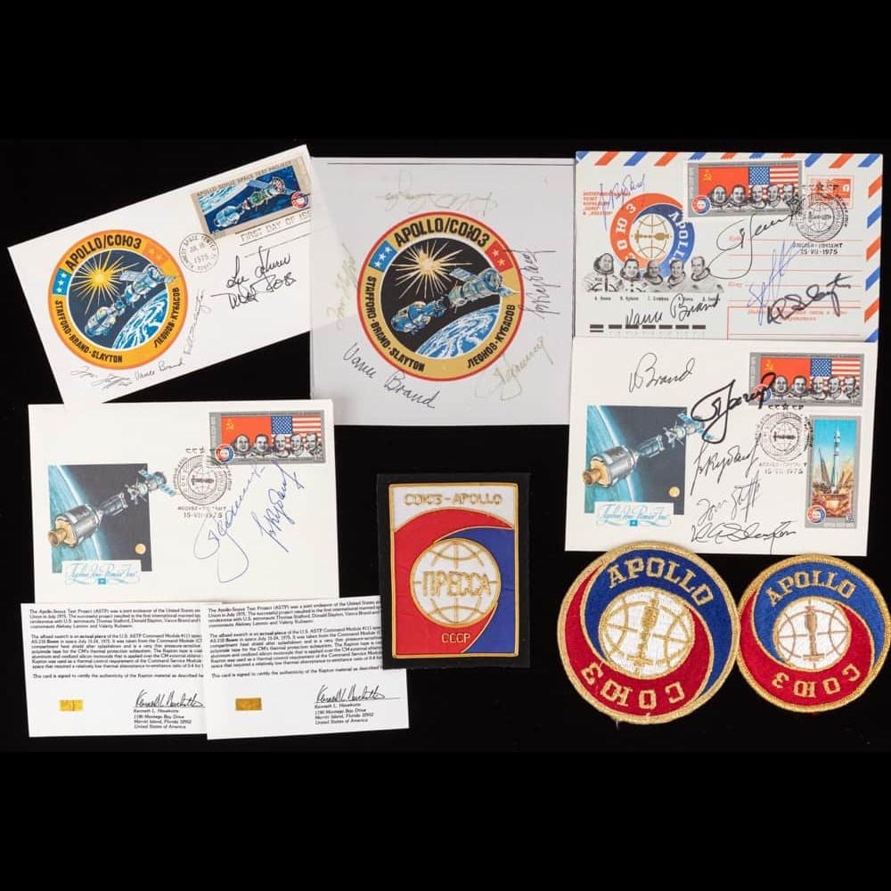 Nikolaj Nikolaevic Karazin comparable auction result: best apollo soyuz collection signed beta cloth 4 full crew signed covers 4 soyuz signed covers 12 signed covers by n