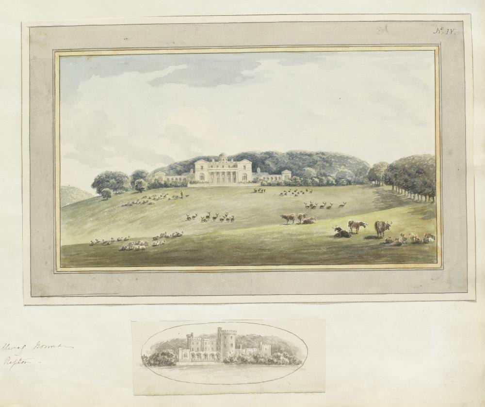 Humphrey Repton comparable auction result: humphry repton bury st edmunds 1752 1818 aylsham proposal for the remodelling of the south front of norman court the second work 5 x 12 5 cm 2 x 4 7 8 in unframed