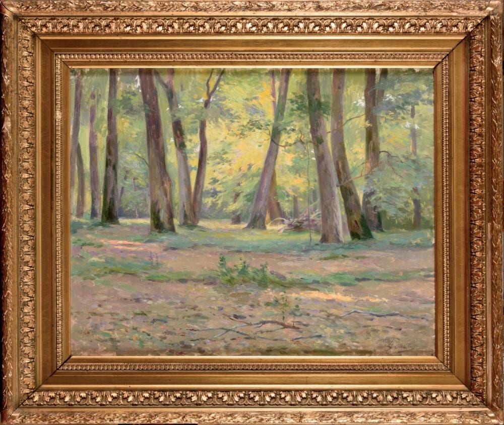 Gustave Lemaître comparable auction result: gustave lemaitre 1860 1920 sous bois huile sur toile sign en bas droite 43 x 55 cm avec cadre