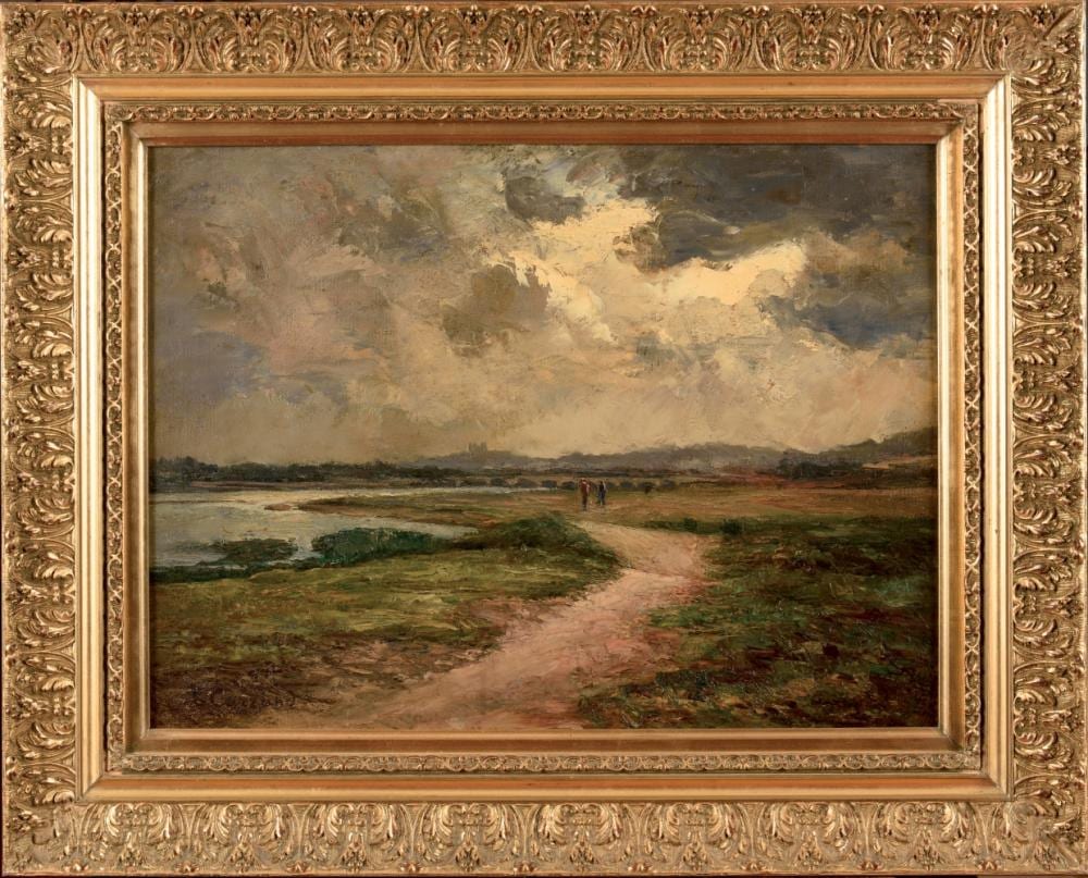 Louis Hilaire Carrand comparable auction result: louis hilaire carrand 1821 1899 bord de fleuve anim huile sur toile sign en bas gauche 54 x 40