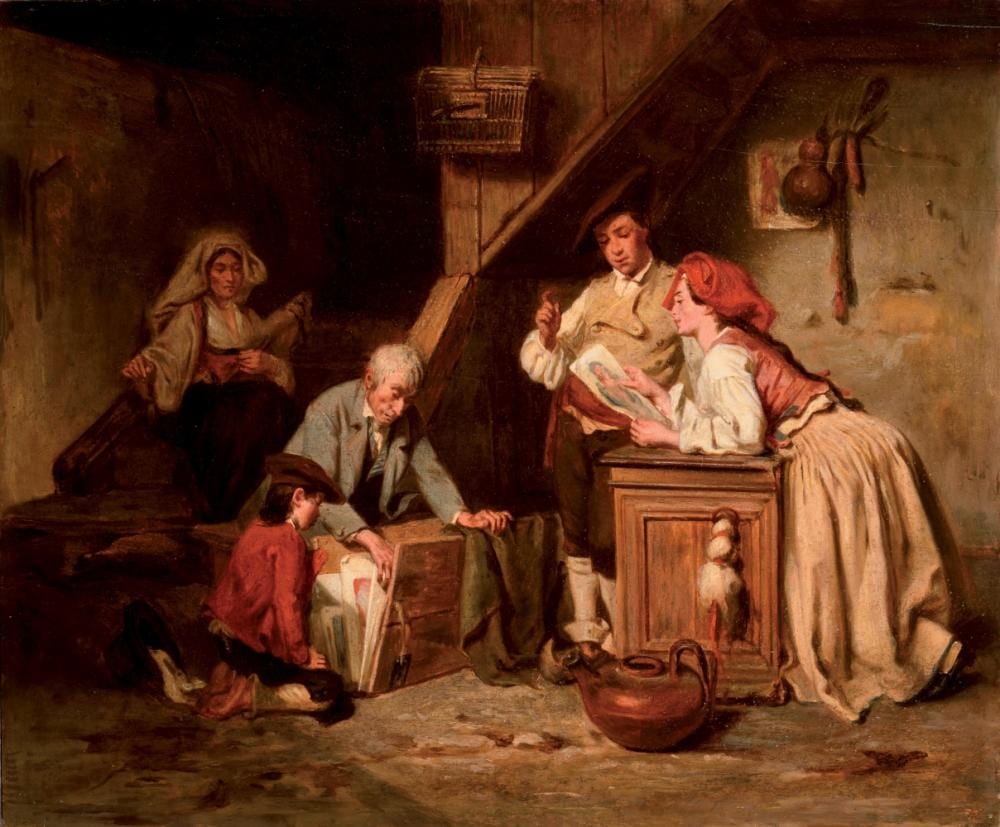 Alexandre Marie Guillemin comparable auction result: alexandre marie guillemin 1817 1880 le marchand d images huile sur panneau marqu durand ruel 4