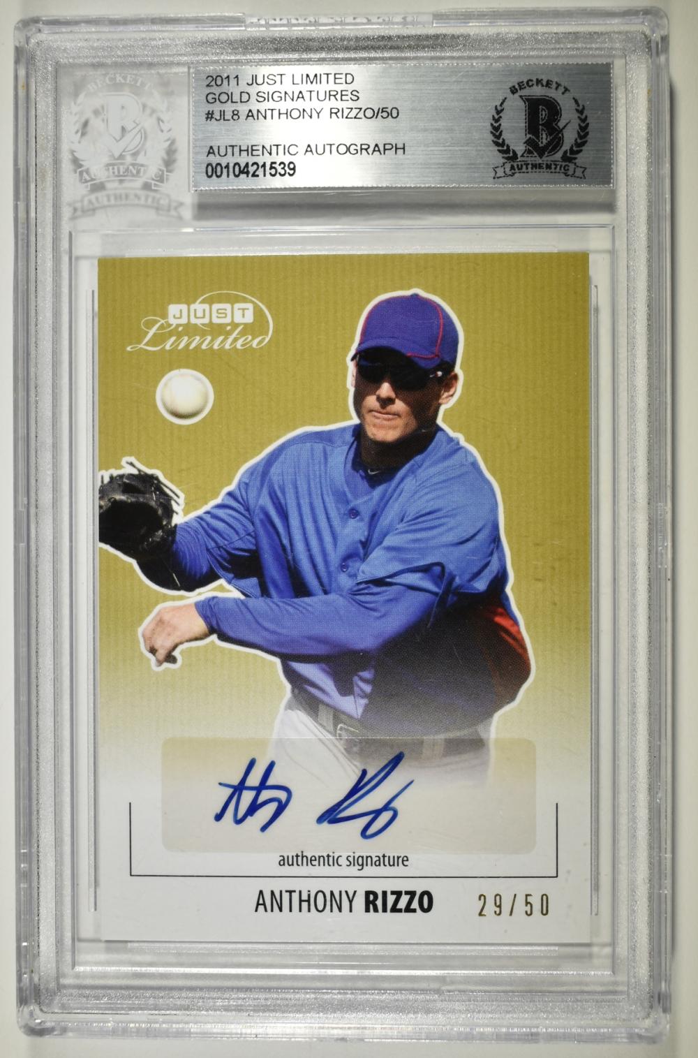 Anthony Rizzo comparable auction result: 2011 anthony rizzo signed card