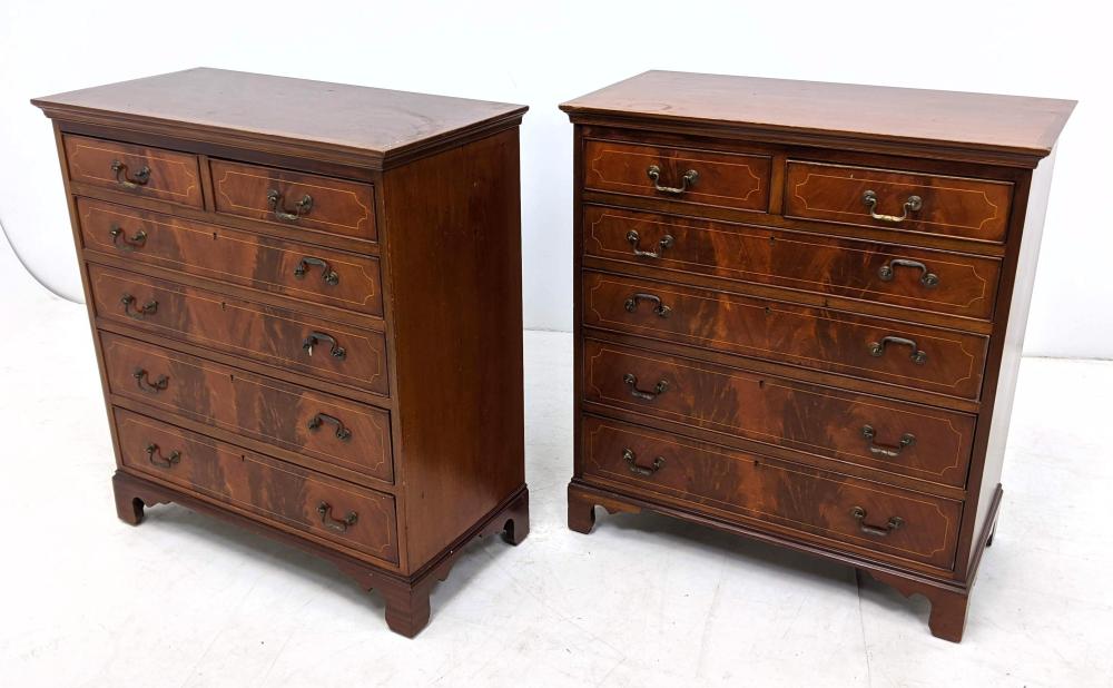 PR ANTIQUE HEPPLEWHITE STYLE CHESTS. BACHELOR DRESSERS. sold by Uniques & Antiques, lot 1567 — auction record photograph