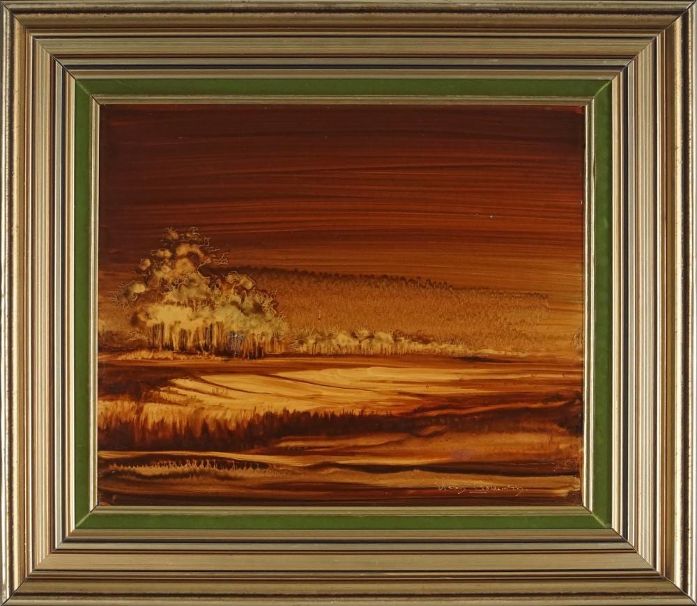 Helen Goldsmith comparable auction result: helen goldsmith 1937 sunset on sandy creek acrylic on board 34 5x41cm signed