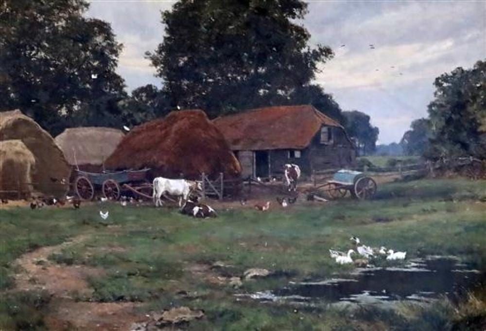 Edward W. Waite comparable auction result: edward w waite 1854 1924 edward wilkins waite 1854 1924 by the stockyard 17 25 x 23 25in