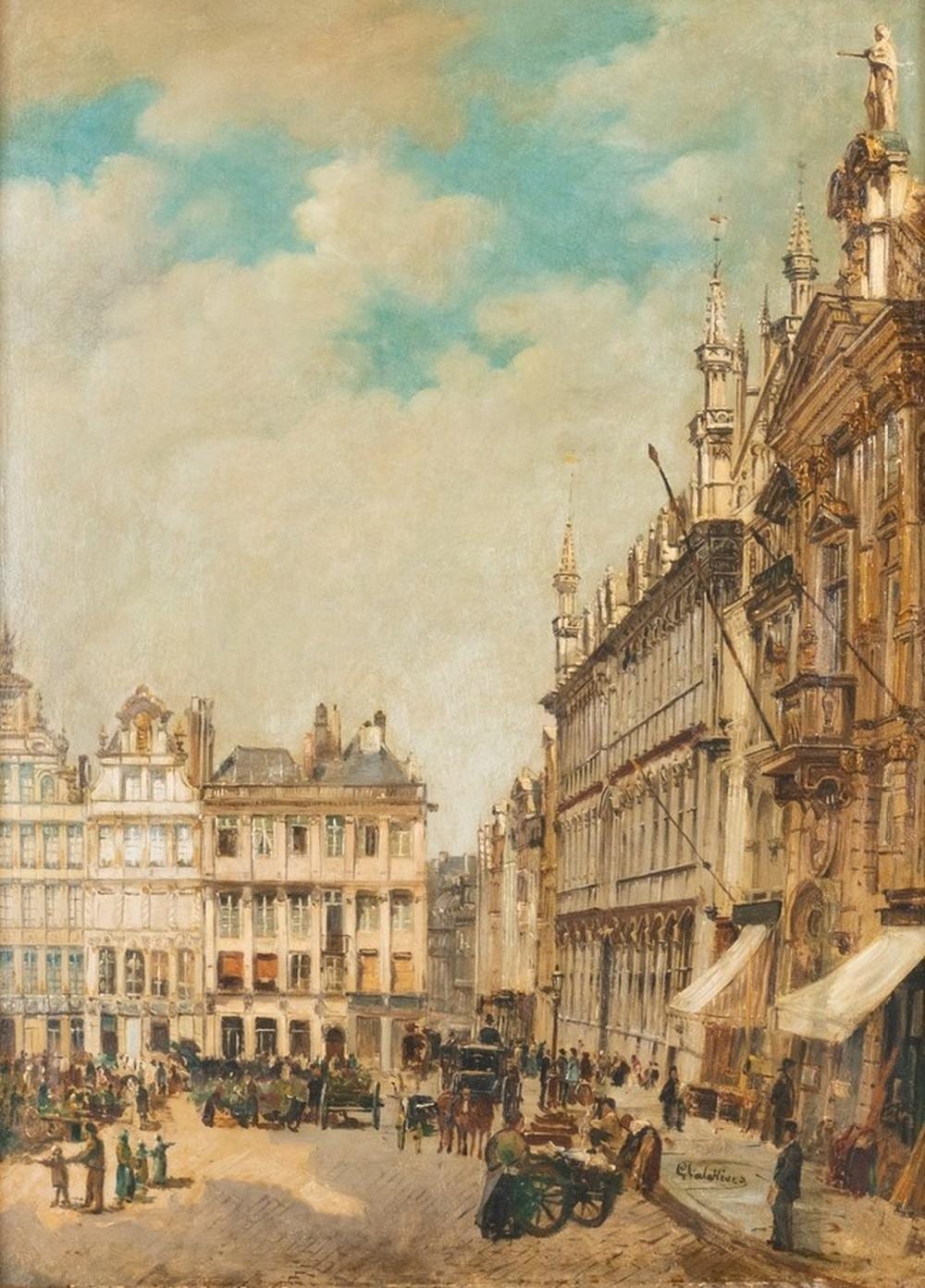 Gustave Walckiers comparable auction result: gustave walckiers 1831 1891 coin de la grand place de bruxelles anim e