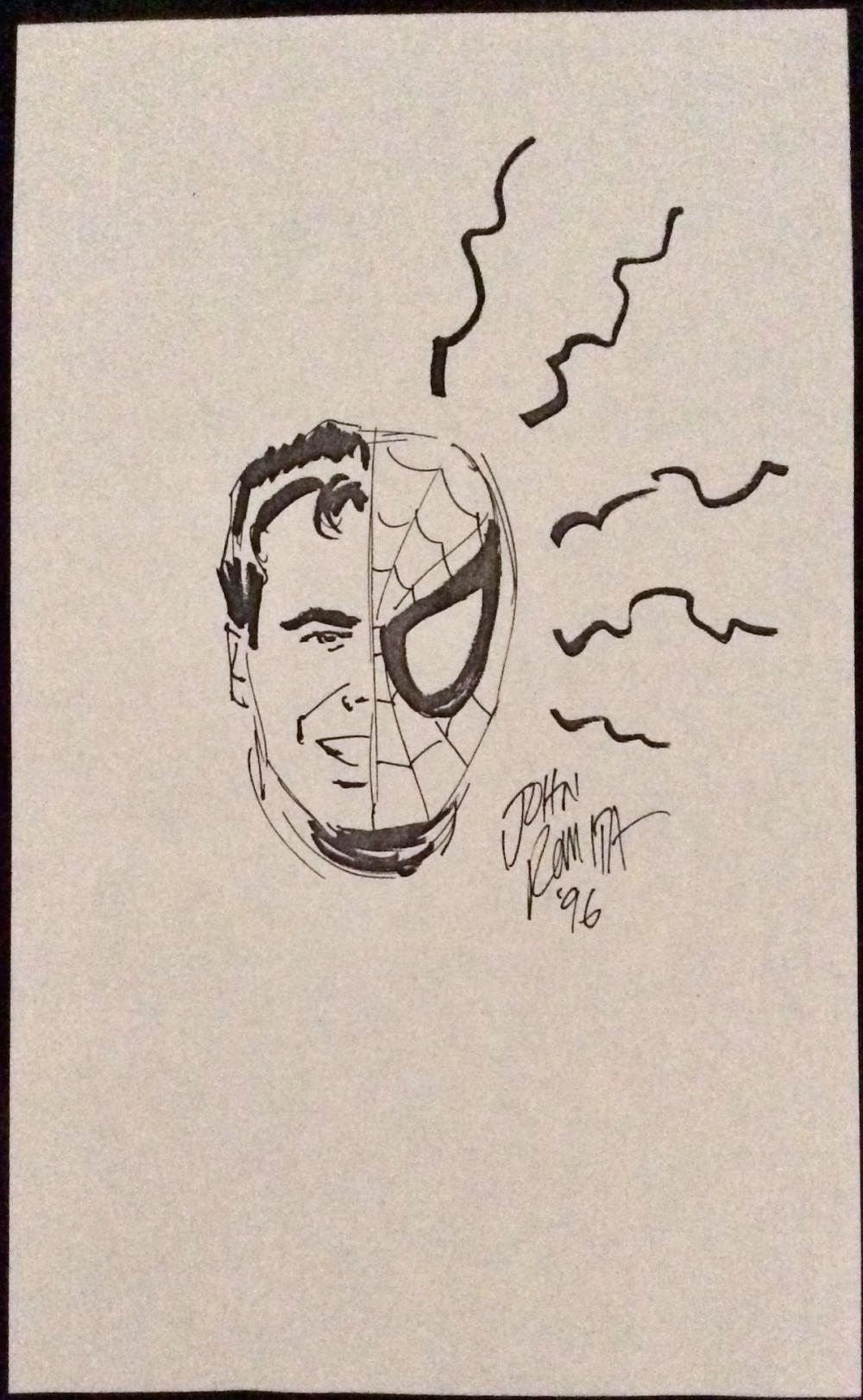 John Romita comparable auction result: john romita sr signed dated original drawing of peter parker spiderman his spidey sense approximately 12 high x 8 1 2 wide dated 96