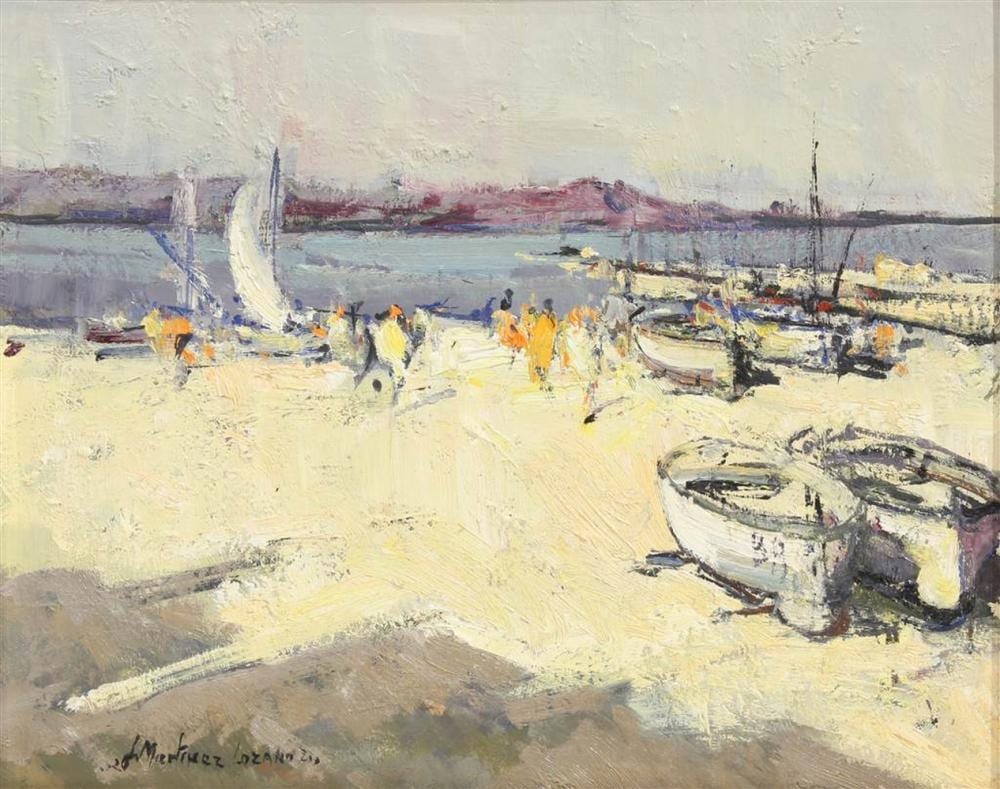 Martinez Lozano comparable auction result: josep martinez lozano 1923 2006 boats on the beach