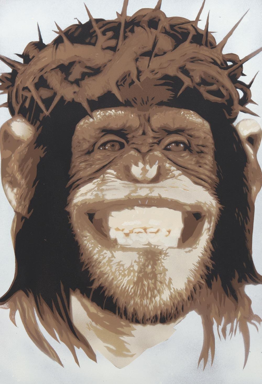 Luke (E.L.K.) Cornish comparable auction result: e l k born 1979 jesus h chimp 2015 acrylic and aerosol stencil on board
