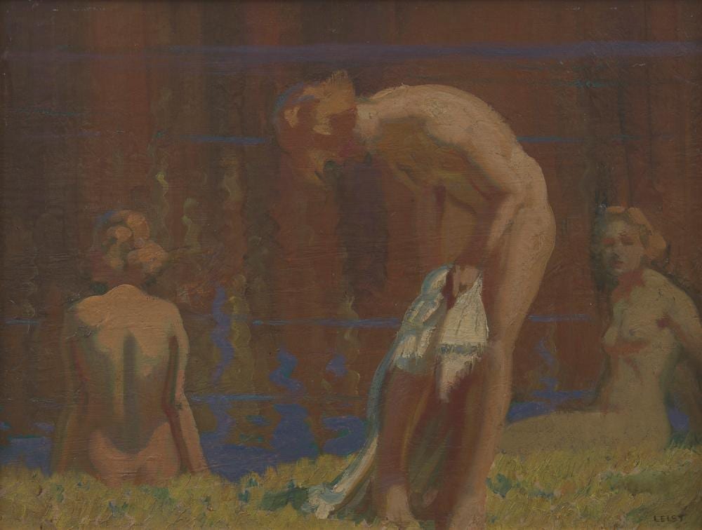 Fred Leist comparable auction result: frederick william leist 1878 1945 the river bank oil on board