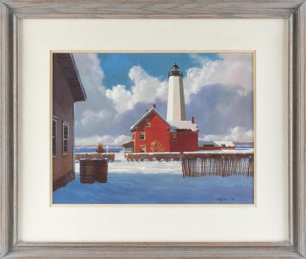 Herbert Jacob Gute comparable auction result: herbert jacob gute connecticut 1907 1977 a lighthouse in winter watercolor on paper 14 5 x 19 5 sight framed 25 x 29 5