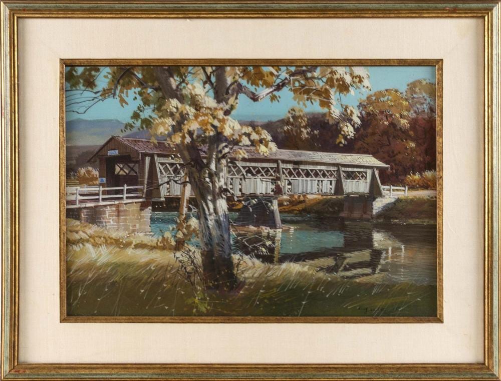 Herbert Jacob Gute comparable auction result: herbert jacob gute connecticut 1907 1977 a covered bridge watercolor on paper 14 25 x 21 75 sight framed 22 x 29 5