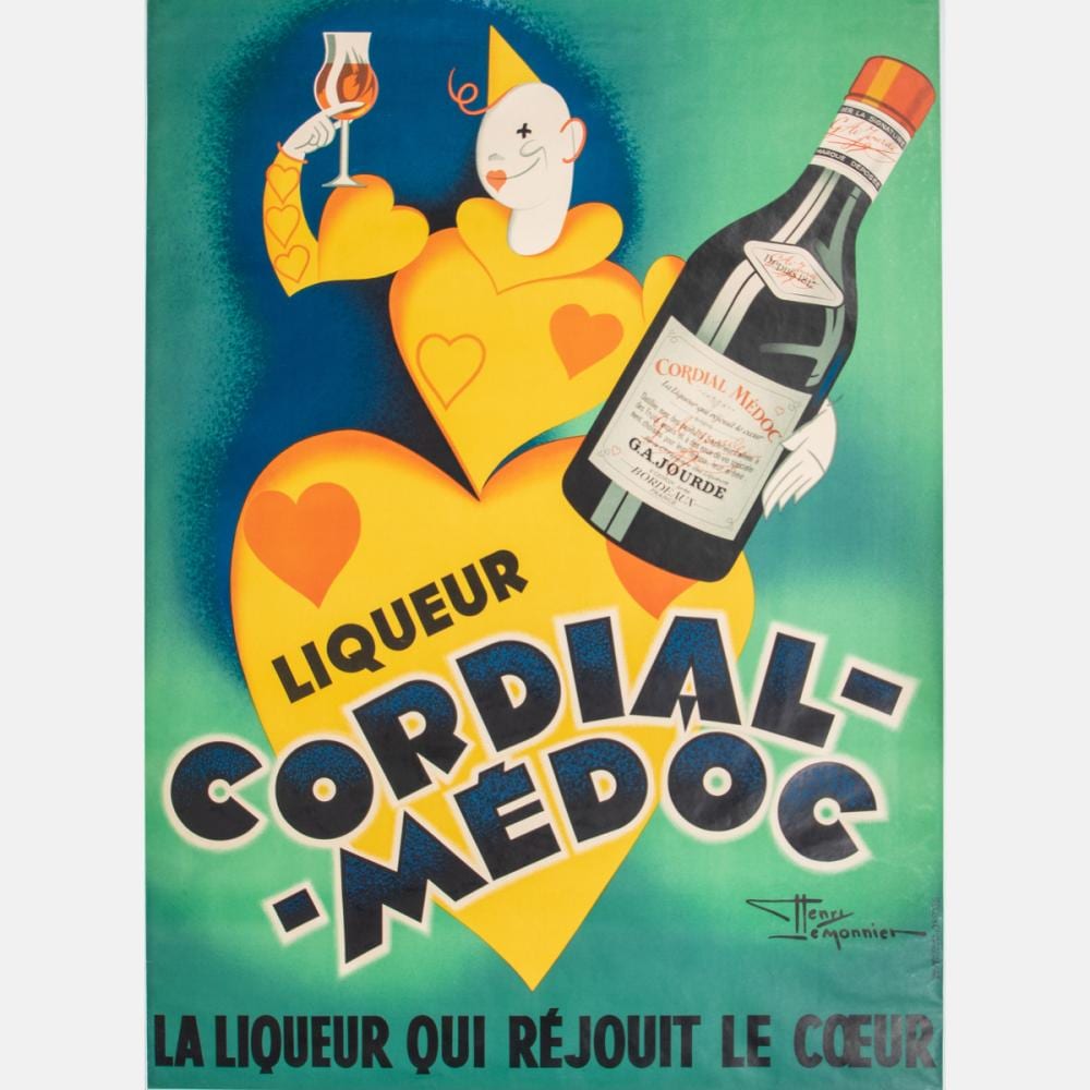 henry lemonnier 1893 1978 liqueur cordial medoc lithograph poster mounted on linen · Gray's Auctioneers · 2020-04-29 Henry LeMonnier comparable auction result: henry lemonnier 1893 1978 liqueur cordial medoc lithograph poster mounted on linen