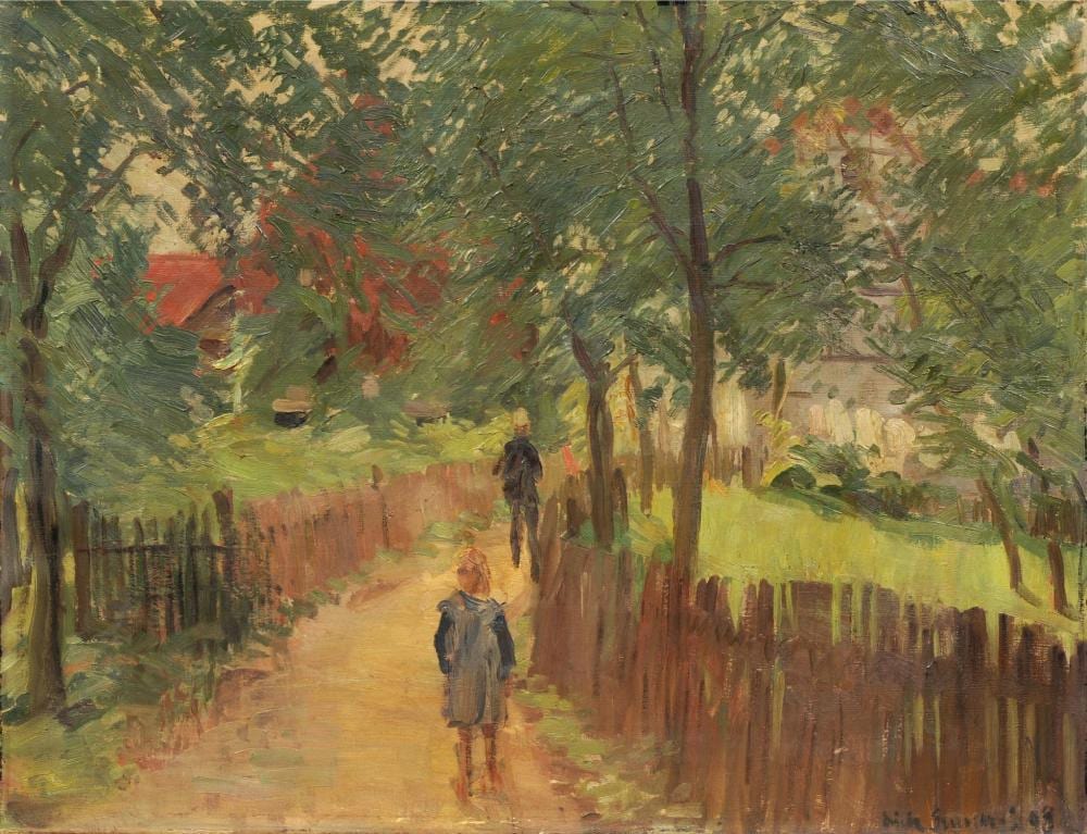 Erich Gruner comparable auction result: erich gruner dorfweg unter baeumen 1908