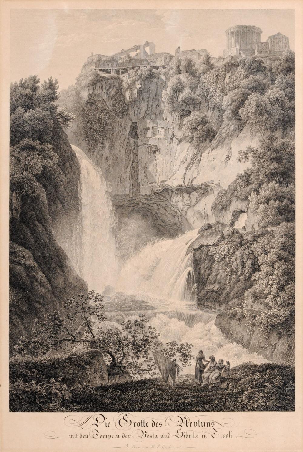 Wilhelm Friedrich Gmelin comparable auction result: friedrich wilhelm gmelin die grotte des neptuns mit den tempeln der vesta und sibylle in tivoli 1793