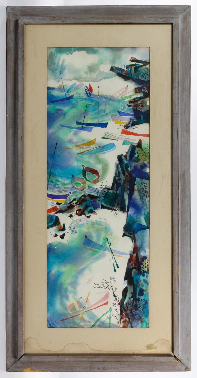 John Frederick Richardson comparable auction result: john frederick richardson american 1906 1998 cove with boats watercolor