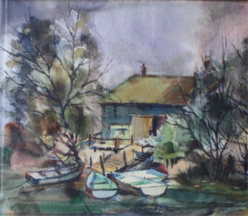 Beryl Mallinson comparable auction result: beryl mallinson 1916 91 river bank house study