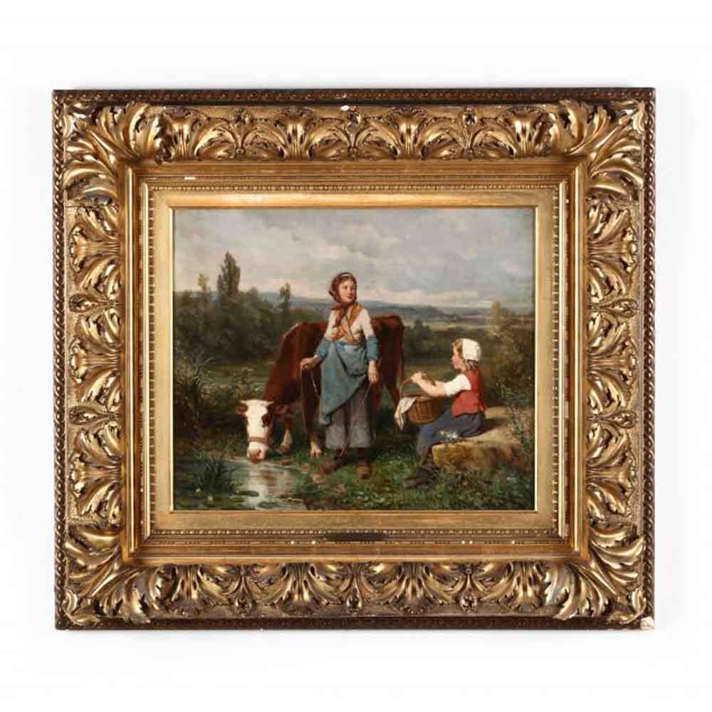 Louis-Simon Cabaillot-Lassalle comparable auction result: louis lassalle french 1808 1885 young milk maid with daughter and cow