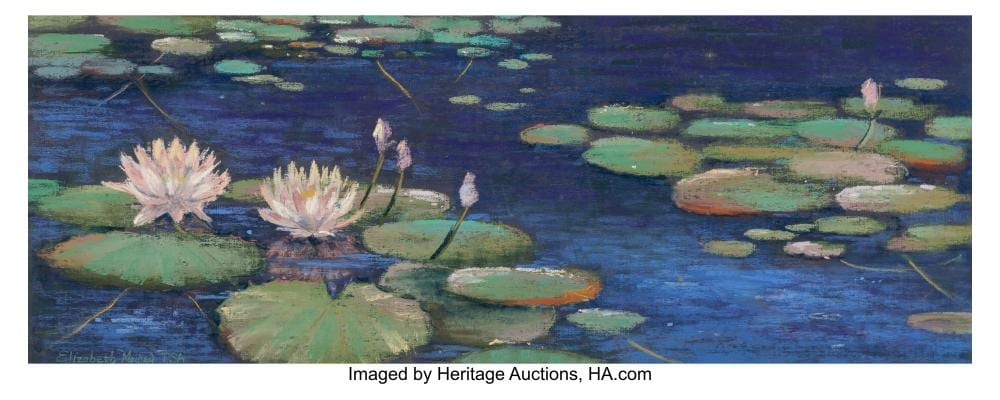 Elizabeth Mowry comparable auction result: elizabeth mowry american b 1940 waterlily study 1989 pastel on paper 11 x 2