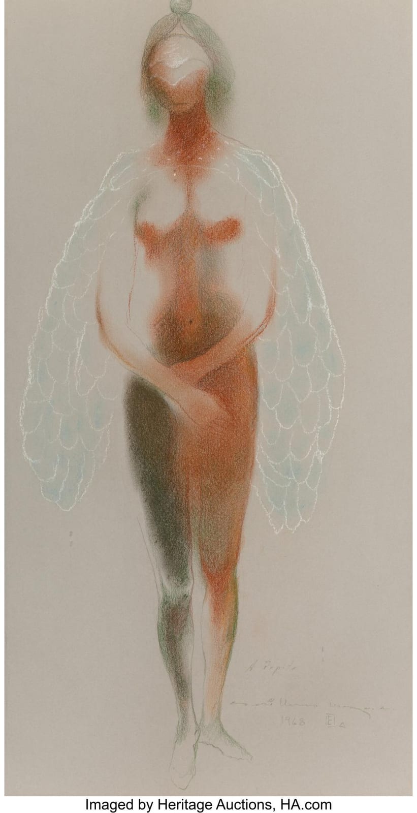 Guillermo Meza comparable auction result: guillermo meza 1917 1997 untitled two works 1968 pencil and pastel on paper