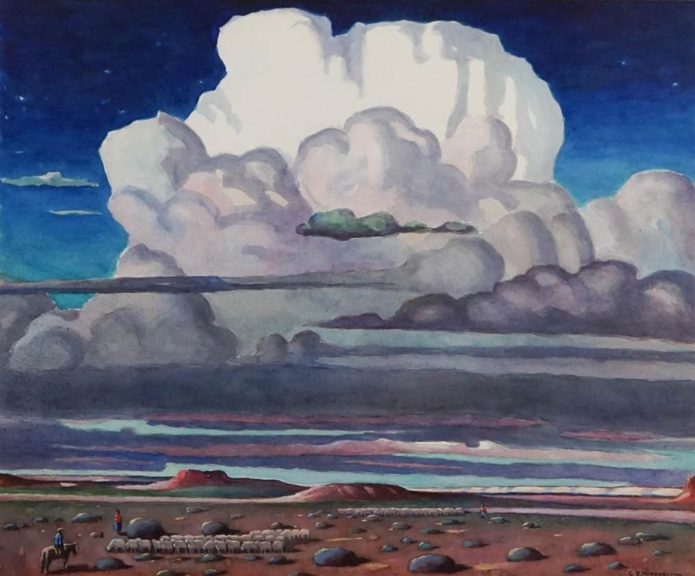 George Bertrand Mitchell comparable auction result: george bertrand mitchell american 1874 1946 southwest landscape sheepherder watercolor 19 x 23 in sight